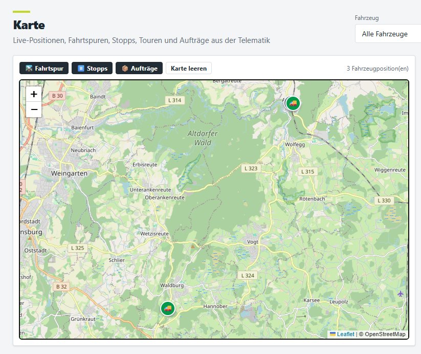 Kartenansicht im Fleet Manager von Telematik Partner